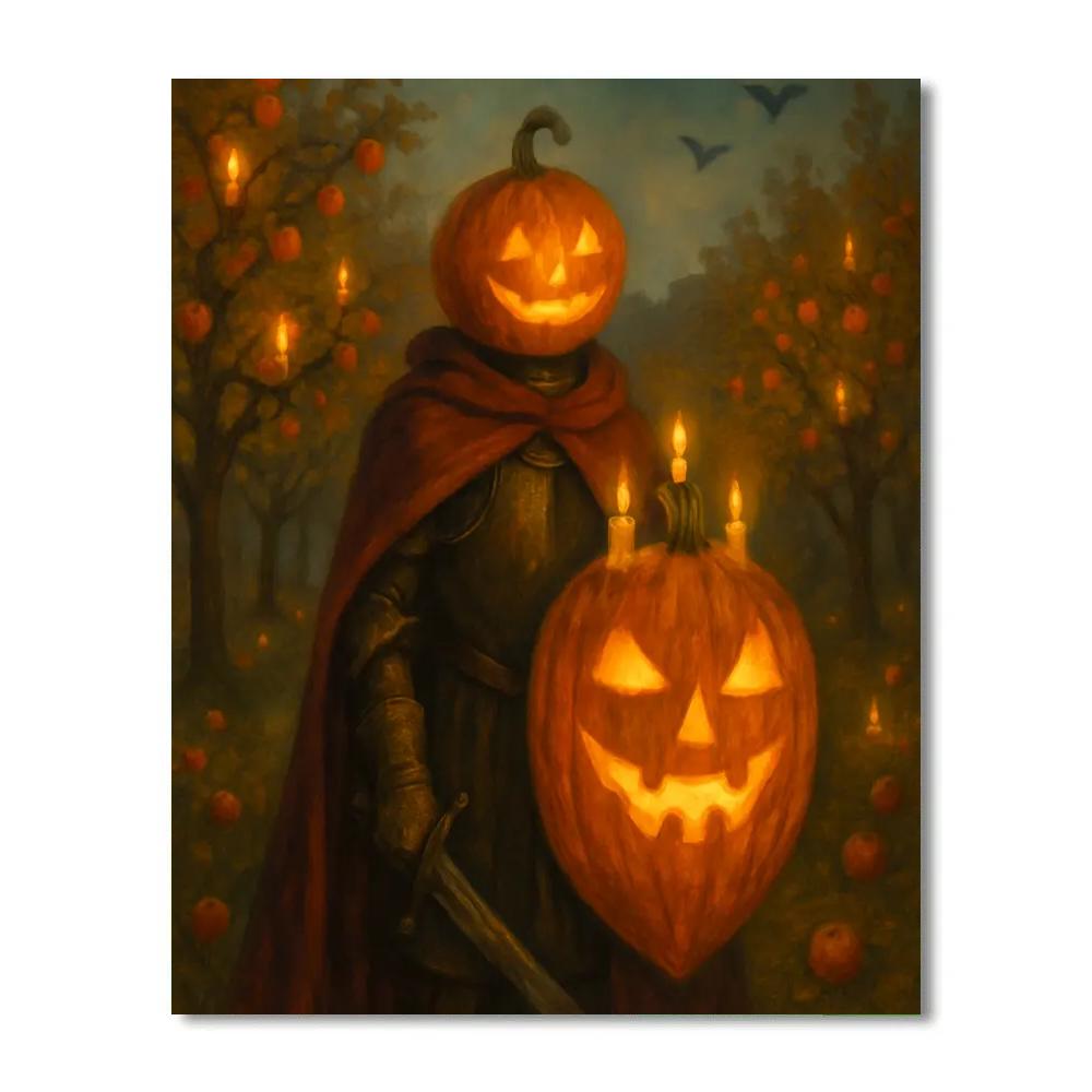 Pumpkin Knight Guarding The Candle Orchard paint by color