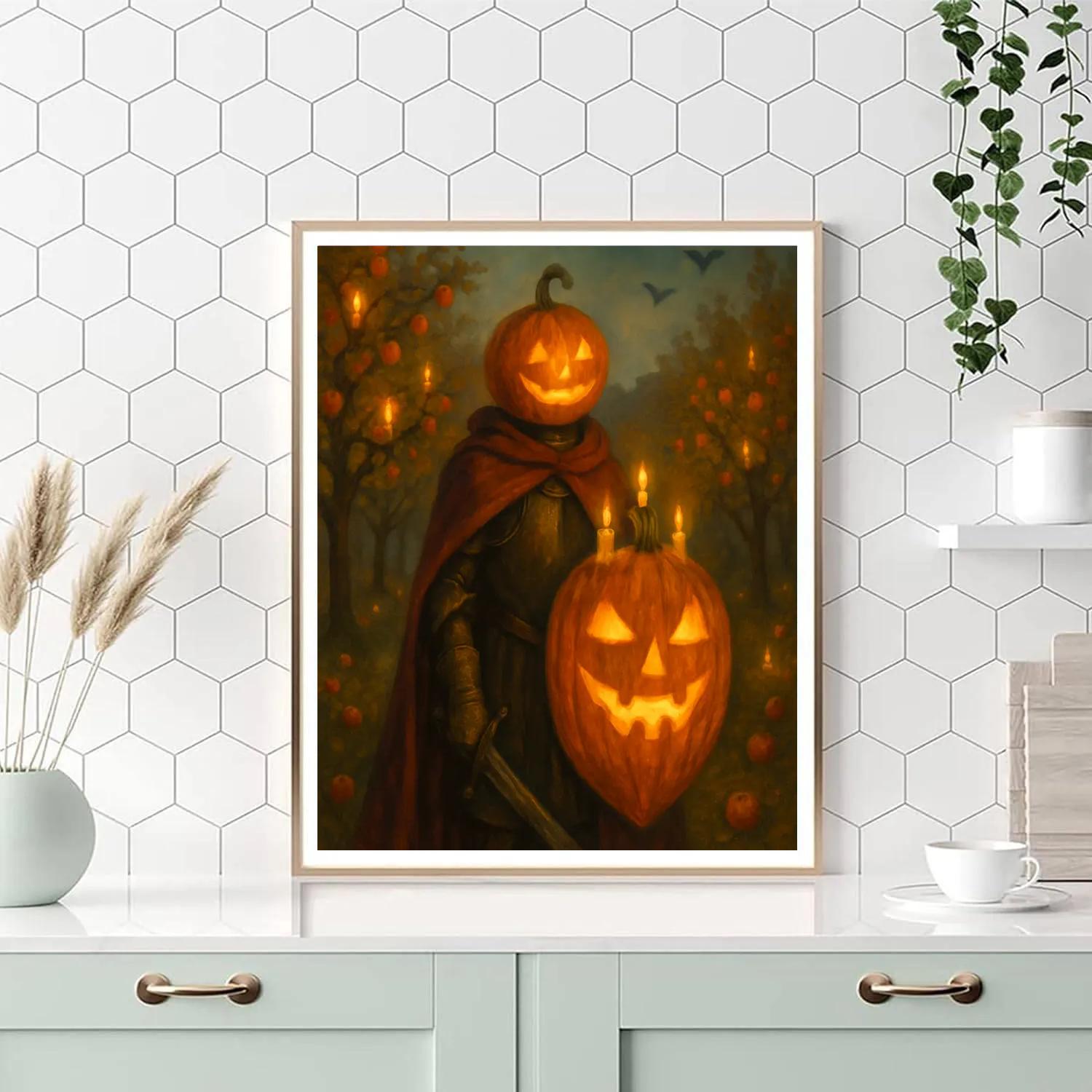 Pumpkin Knight Guarding The Candle Orchard paint by color