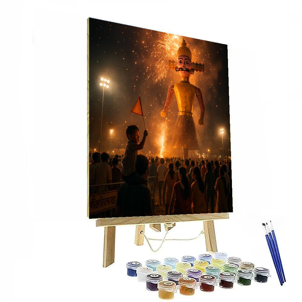 Dussehra Ramlila Ground Effigy Firelight Number painting