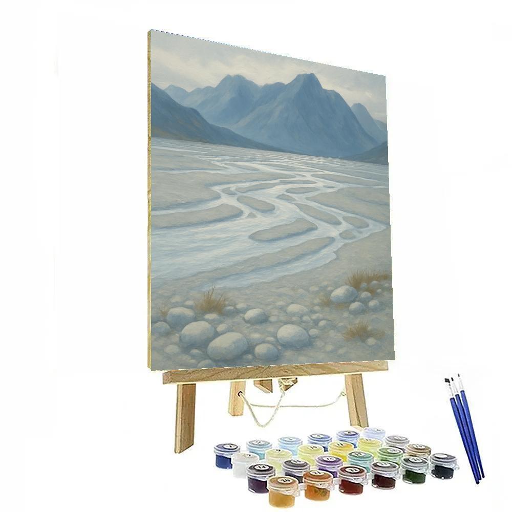 Glacier River Braids Under A Pearl Sky DIY paint by numbers