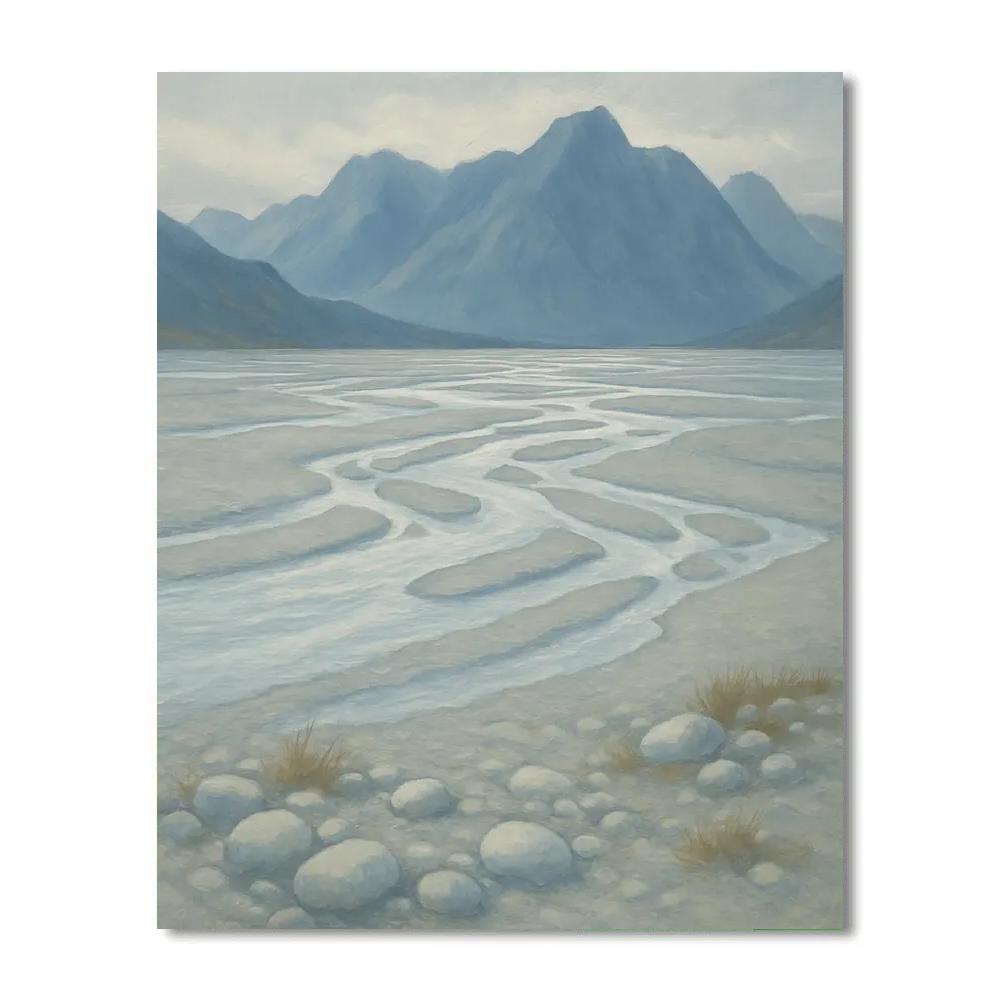 Glacier River Braids Under A Pearl Sky DIY paint by numbers