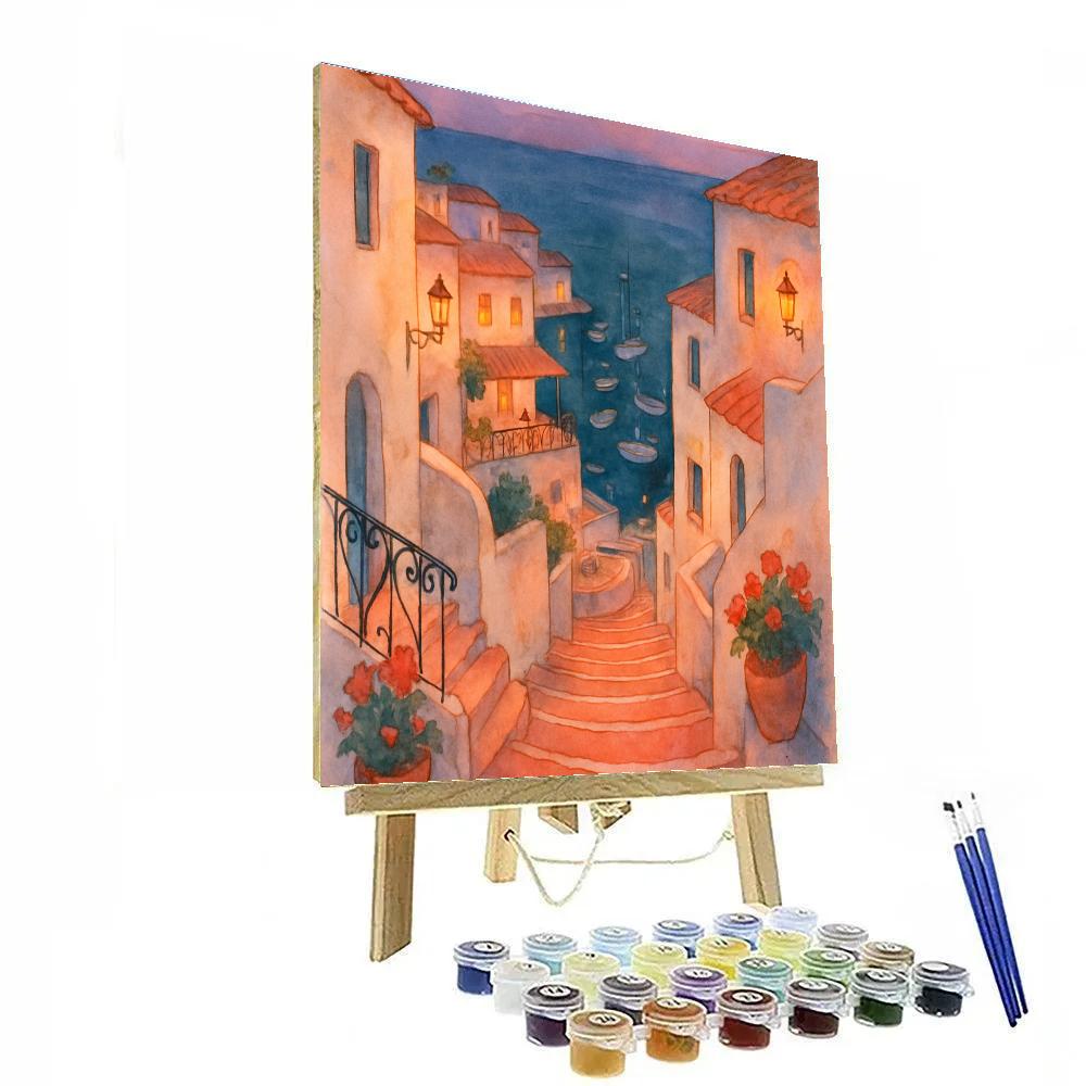 Mediterranean Steps Above The Harbor Glow paint by number