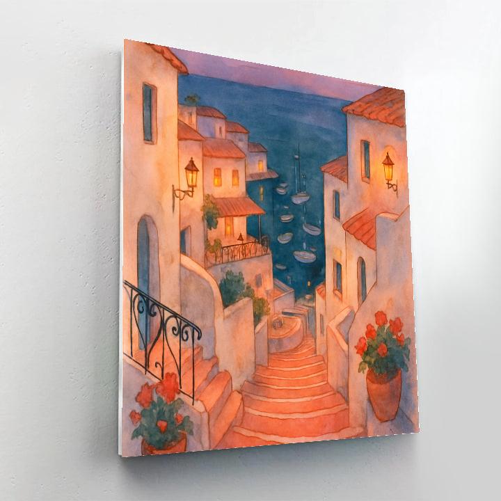 Mediterranean Steps Above The Harbor Glow paint by number