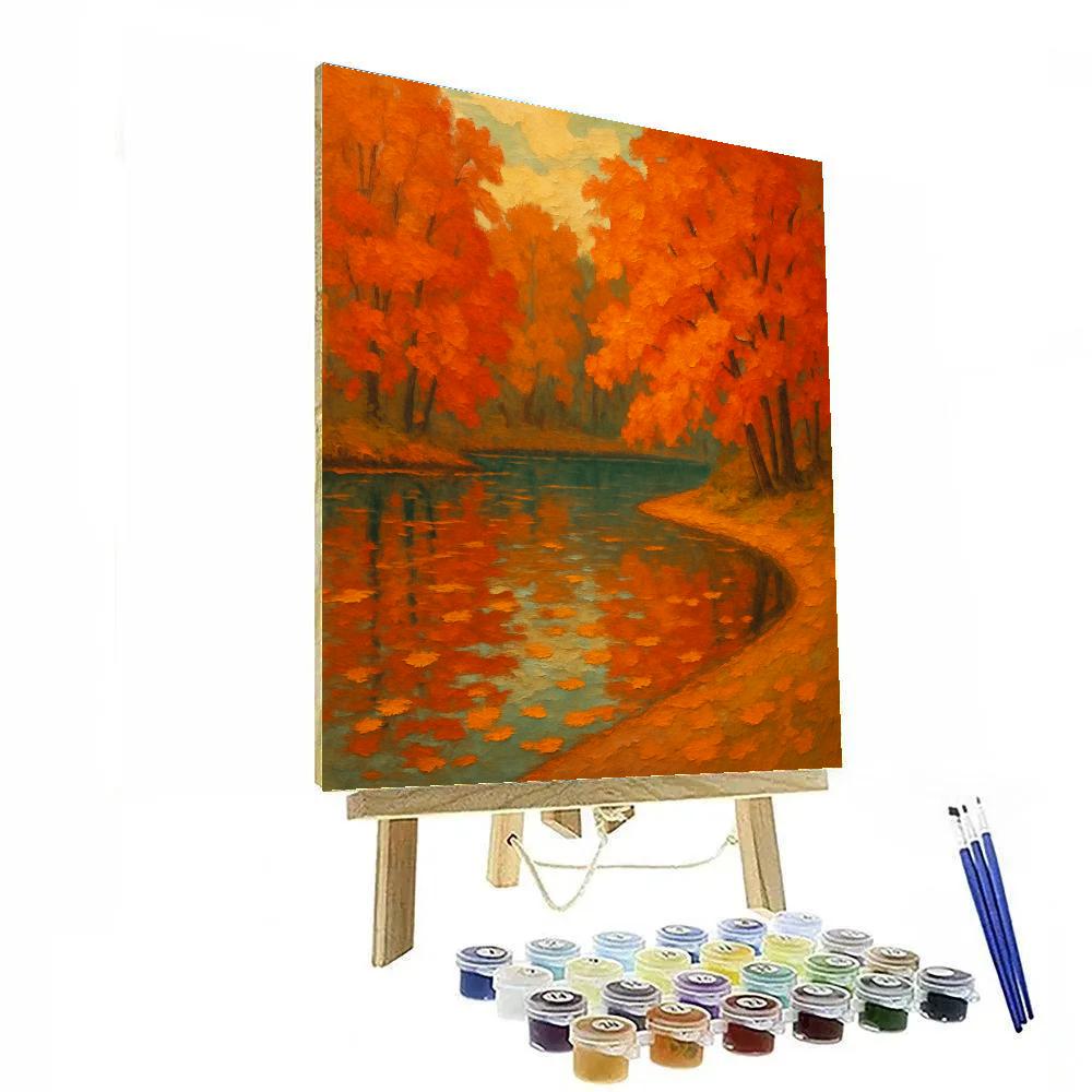 Autumn Maple Reflection Basin Numbered painting kits