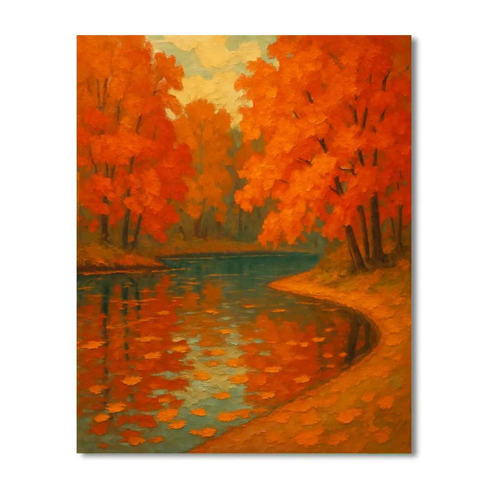 Autumn Maple Reflection Basin Numbered painting kits