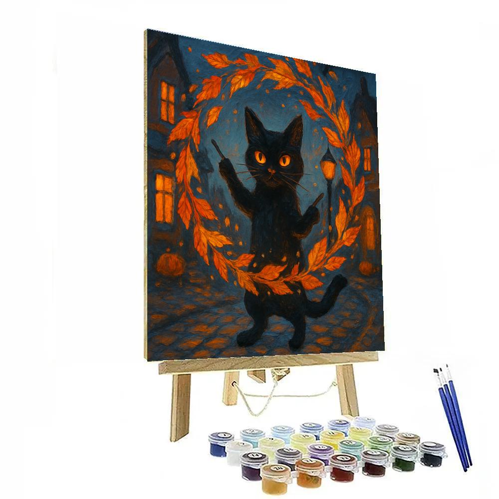 Black Cat Conductor Of The Leaf Parade painting number kit