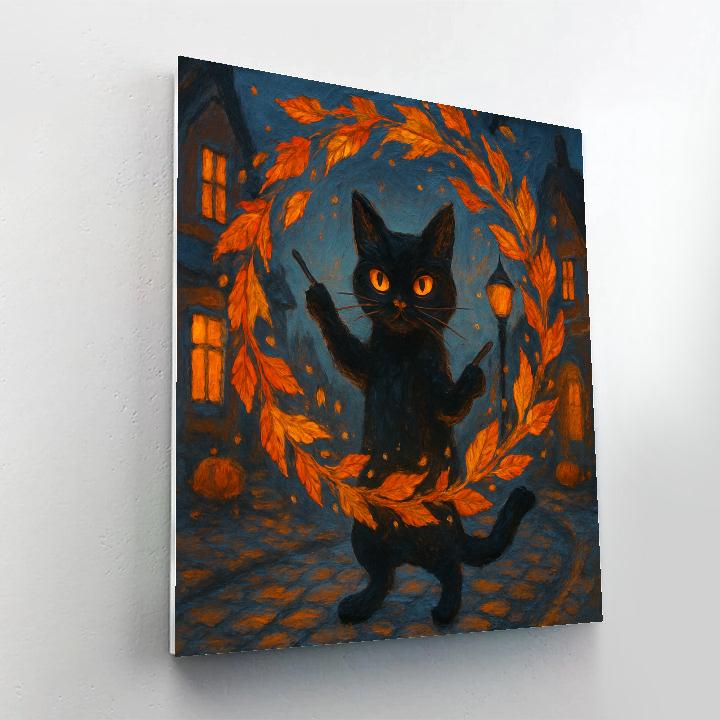 Black Cat Conductor Of The Leaf Parade painting number kit