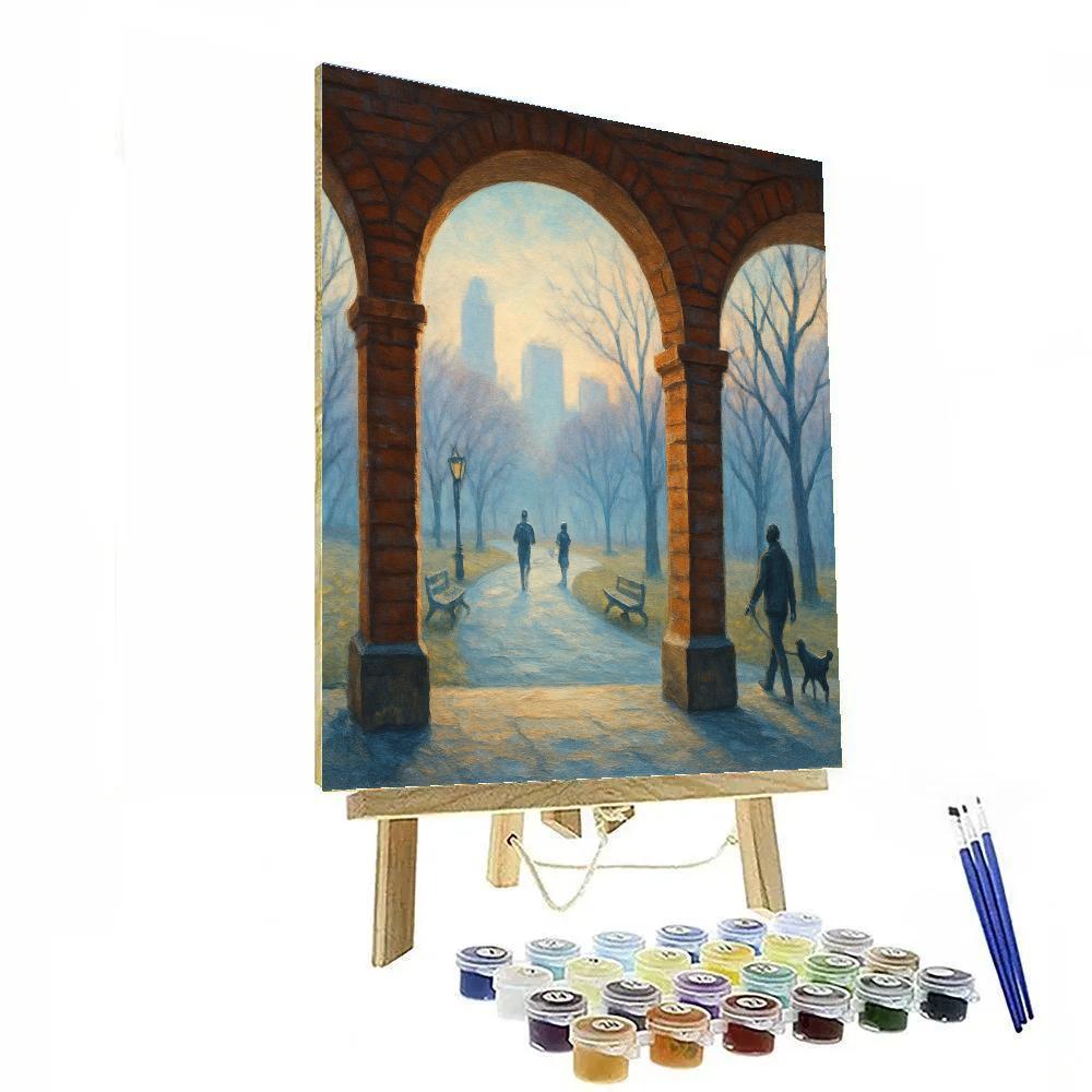 Quiet Dawn Park Framed By Brick Arches paint by numbers