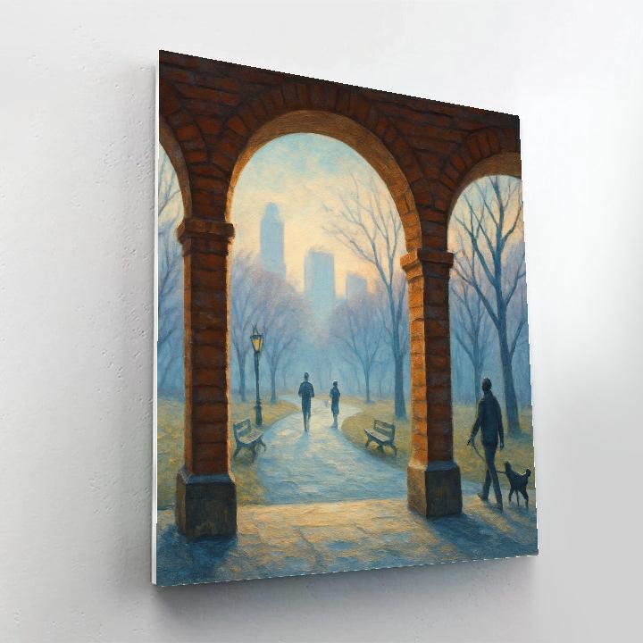 Quiet Dawn Park Framed By Brick Arches paint by numbers