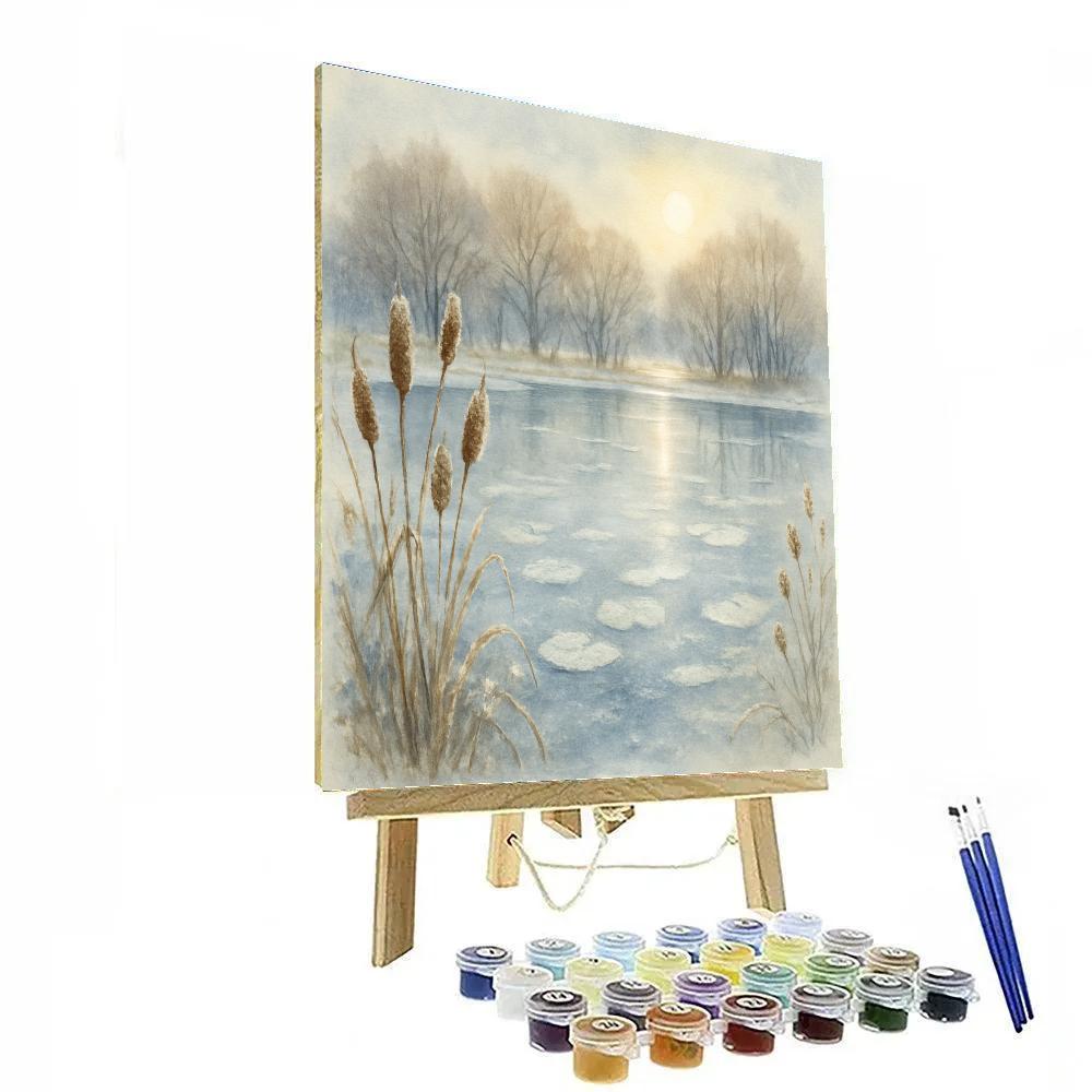 Frozen Lily Pond With Glassy Reflections paint by color