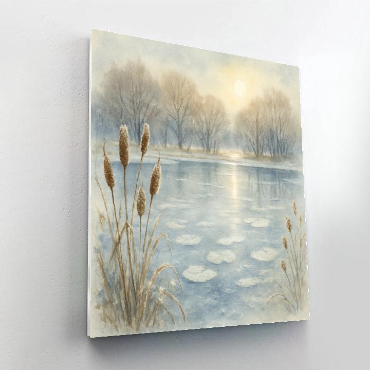 Frozen Lily Pond With Glassy Reflections paint by color