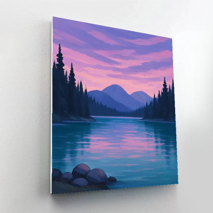 Mountain Lake Under Lavender Evening Clouds Paint by numbers art