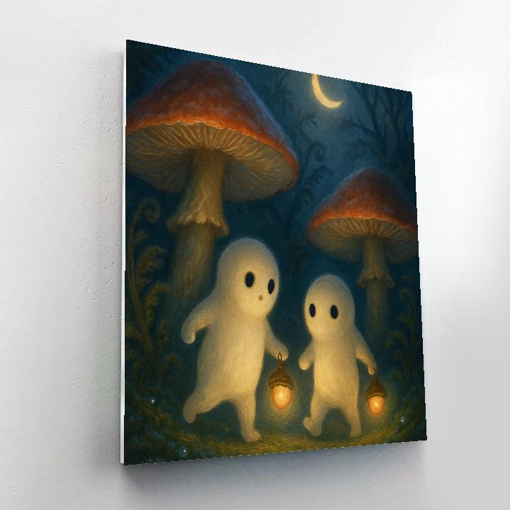 Moonlit Mushroom Garden With Friendly Spirits Paint by numbers kits