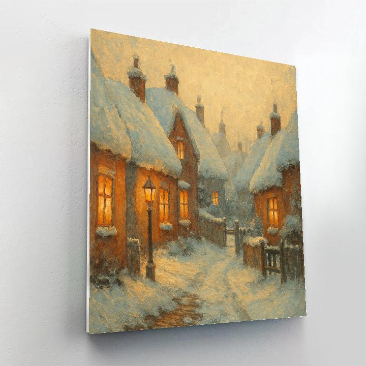 Village Lane Under Falling Feather Snow DIY paint by numbers