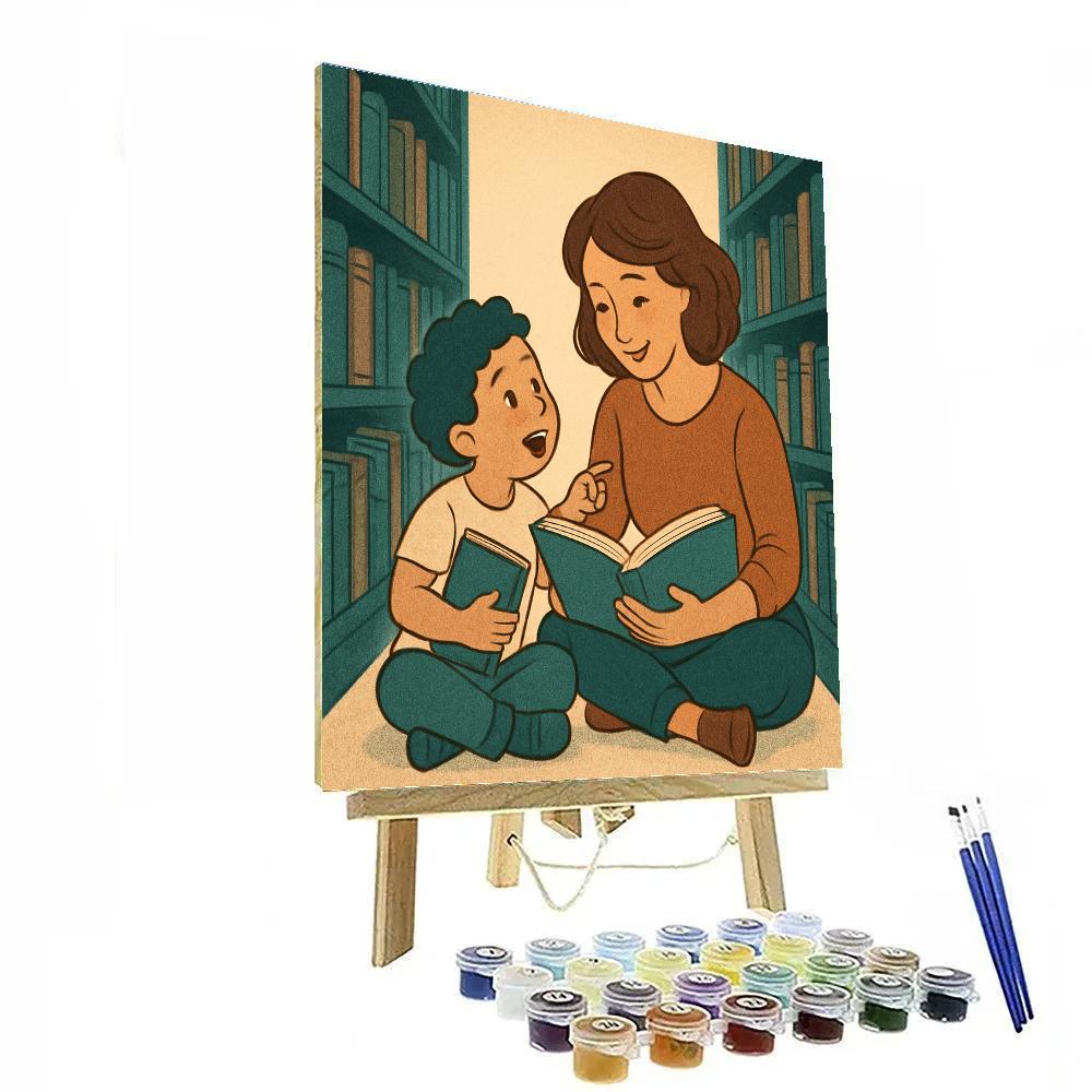 Library Aisle Story Swap Number painting