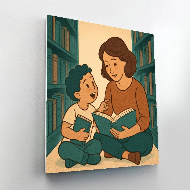 Library Aisle Story Swap Number painting