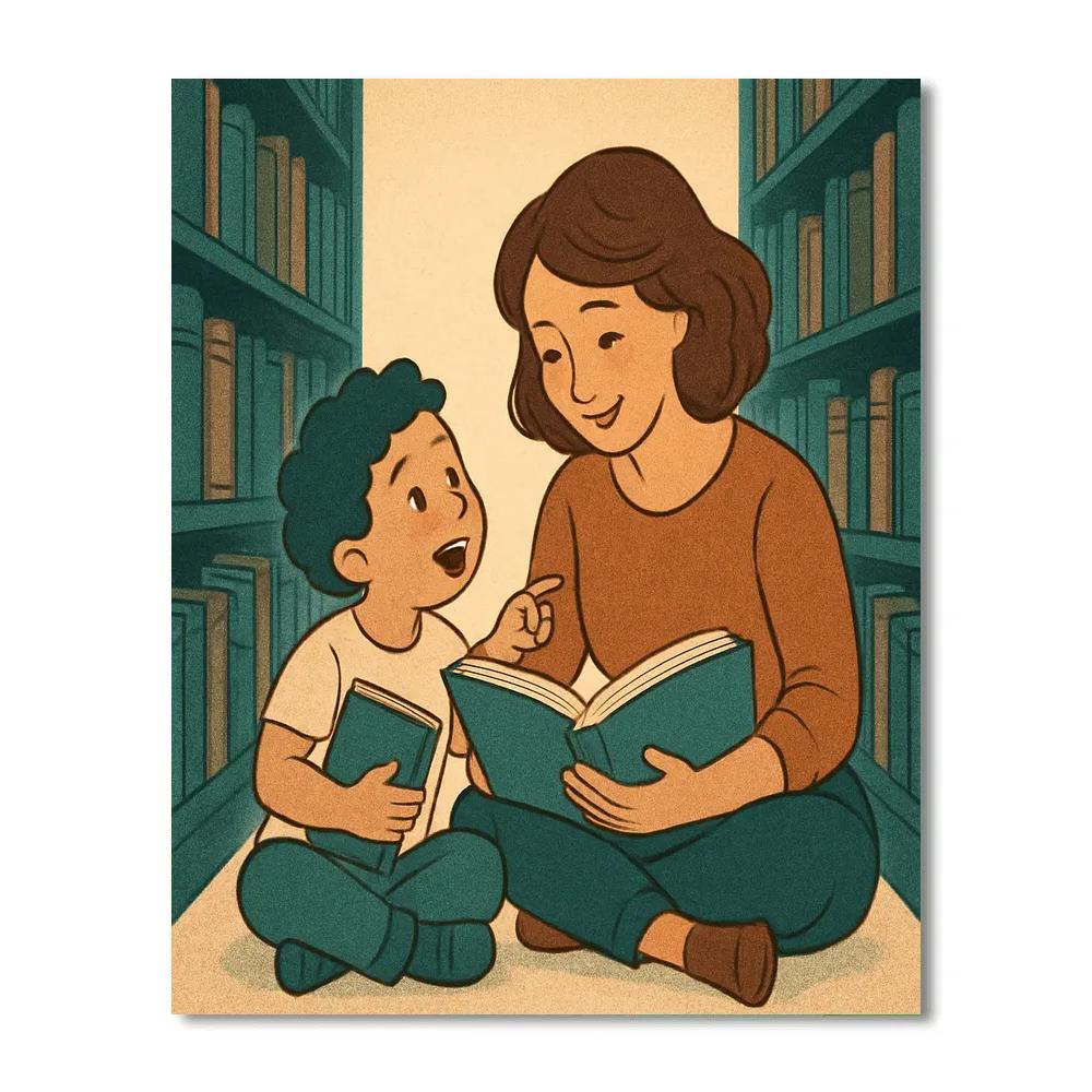 Library Aisle Story Swap Number painting