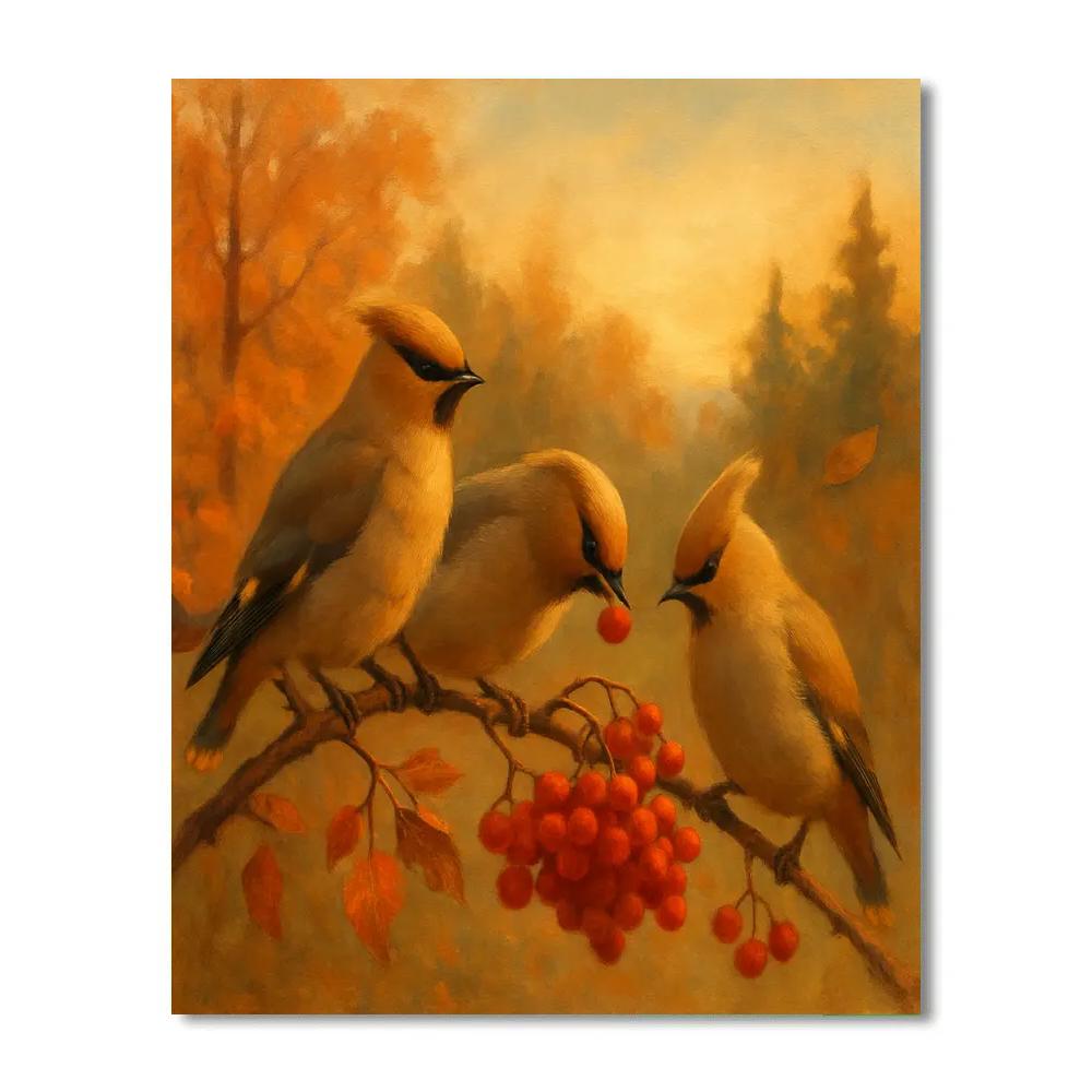 Autumn Rowan Feast For Waxwings Paint by numbers art
