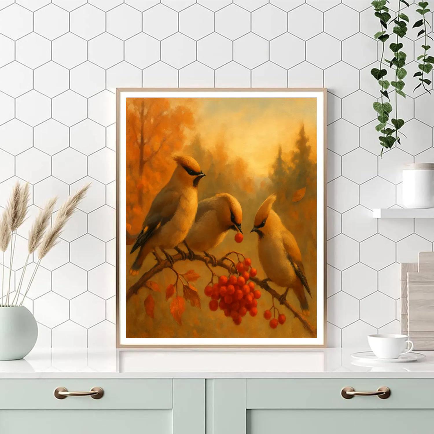 Autumn Rowan Feast For Waxwings Paint by numbers art