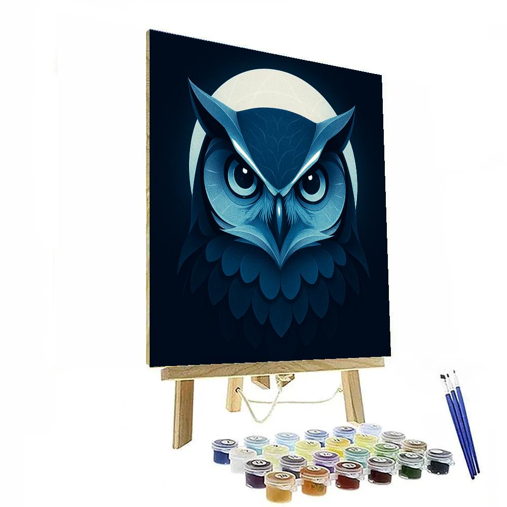 Moonlit Silver Owl Oracle paint by number