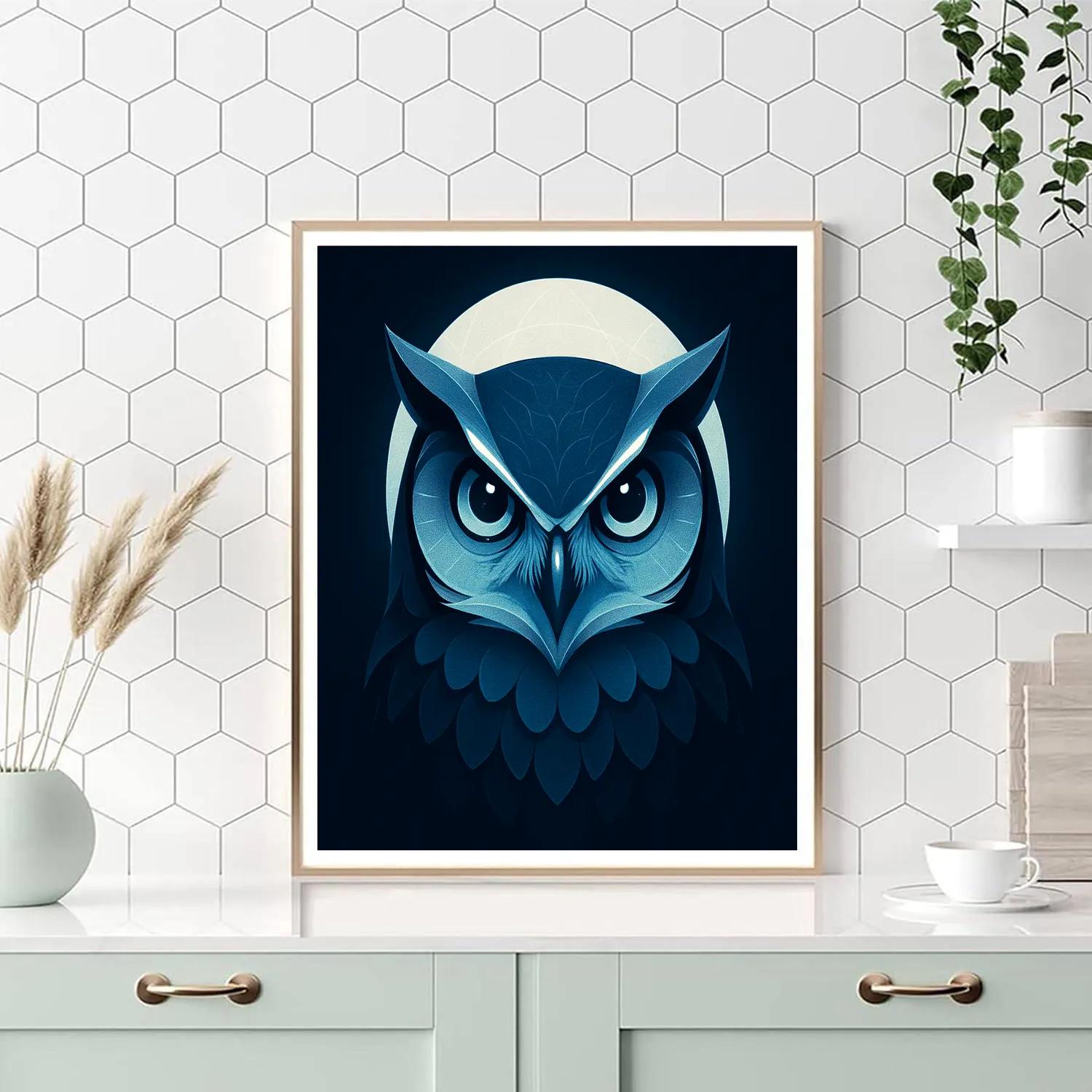Moonlit Silver Owl Oracle paint by number