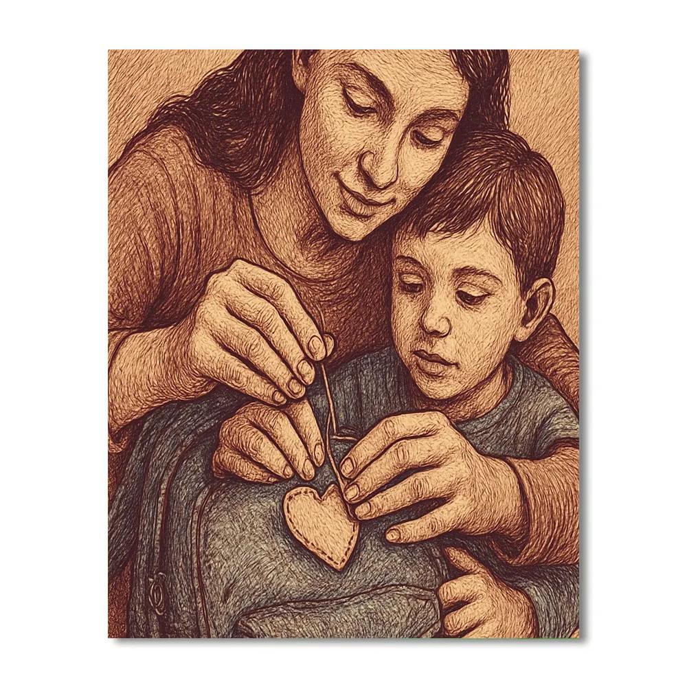 Thread And Needle Heart Patch Numbered painting kits