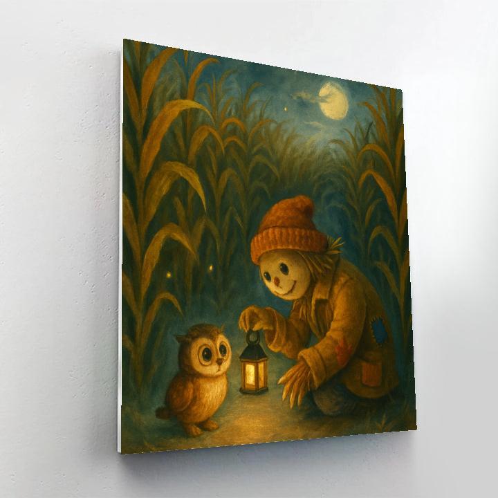 Candlelit Corn Maze With A Gentle Scarecrow Paint by numbers art