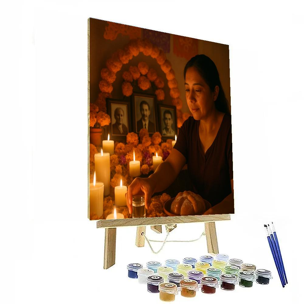 Día De Muertos Candlelit Ofrenda Home Visit Numbered painting kits