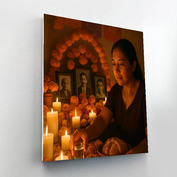 Día De Muertos Candlelit Ofrenda Home Visit Numbered painting kits