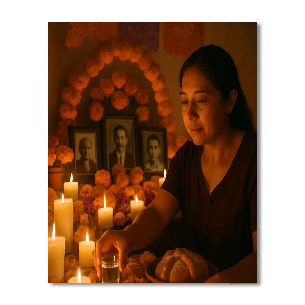 Día De Muertos Candlelit Ofrenda Home Visit Numbered painting kits