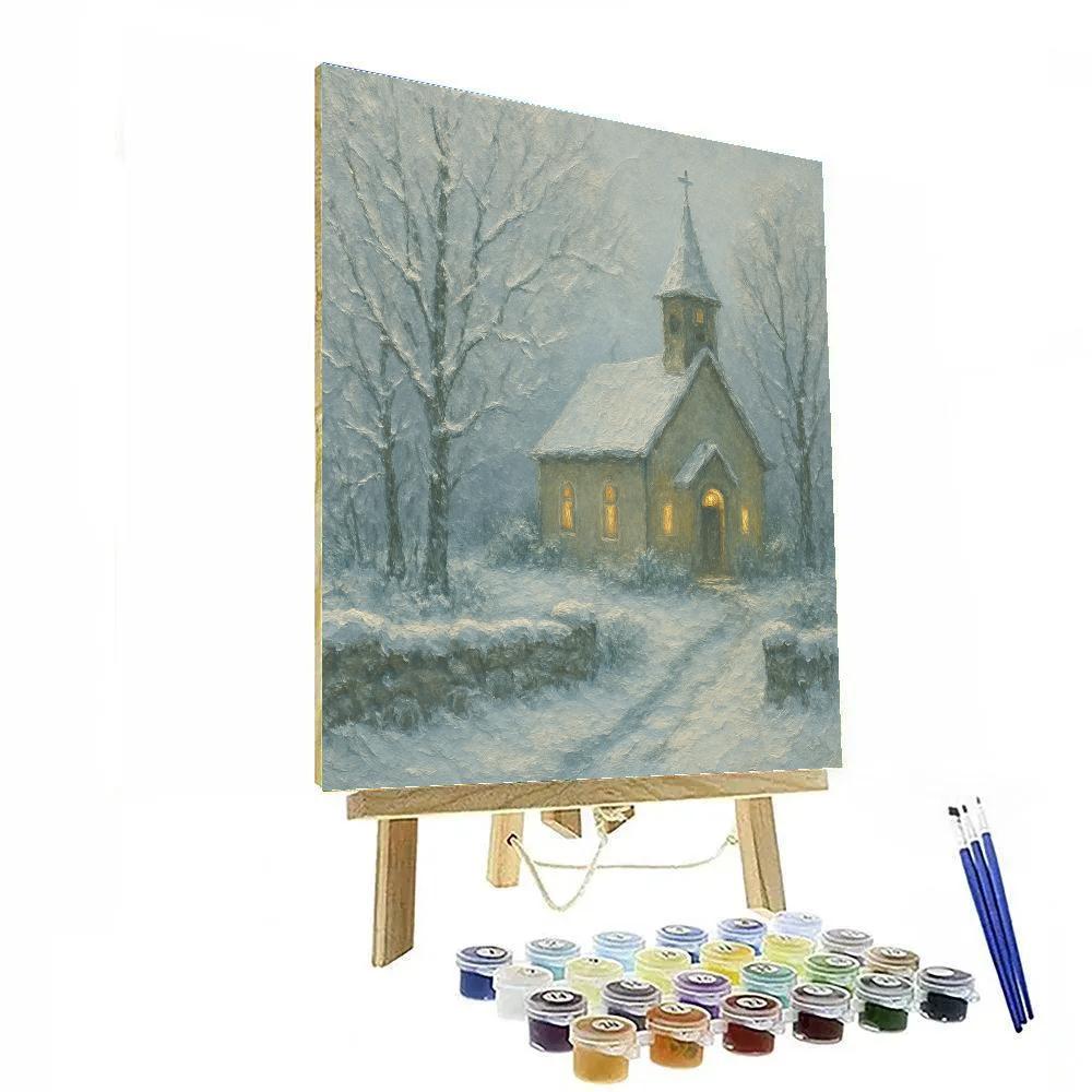 Country Church Beneath Silver Branches Paint by numbers art