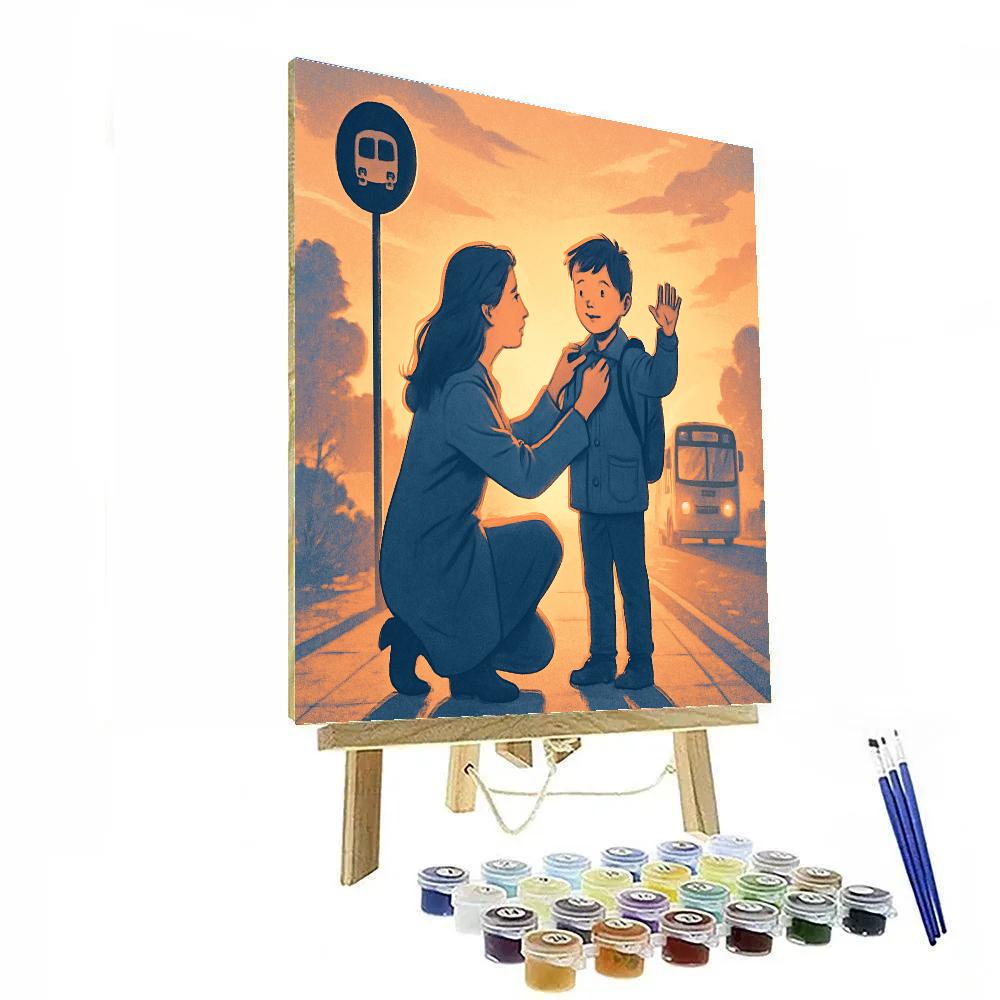 Sunrise Bus Stop Goodbye And Wave paint by numbers