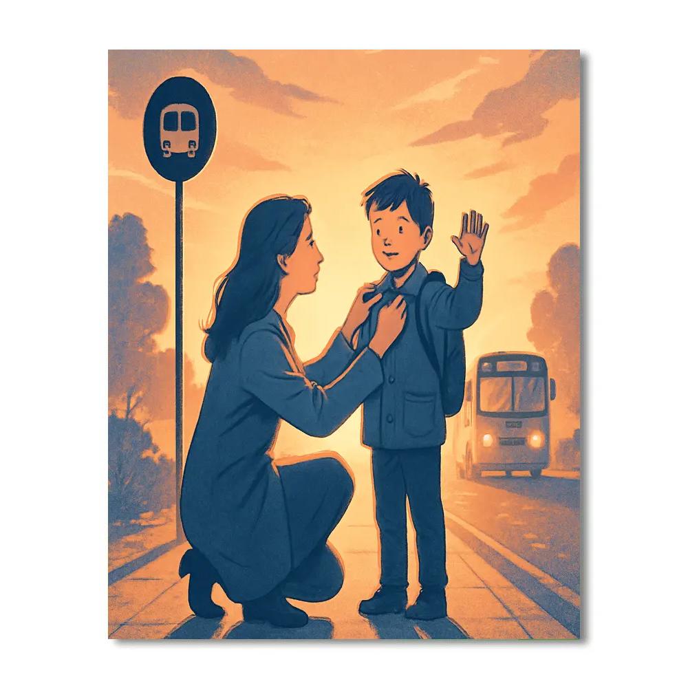 Sunrise Bus Stop Goodbye And Wave paint by numbers