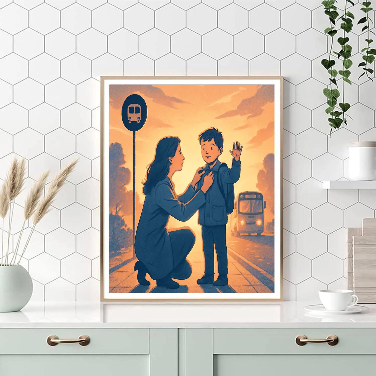 Sunrise Bus Stop Goodbye And Wave paint by numbers