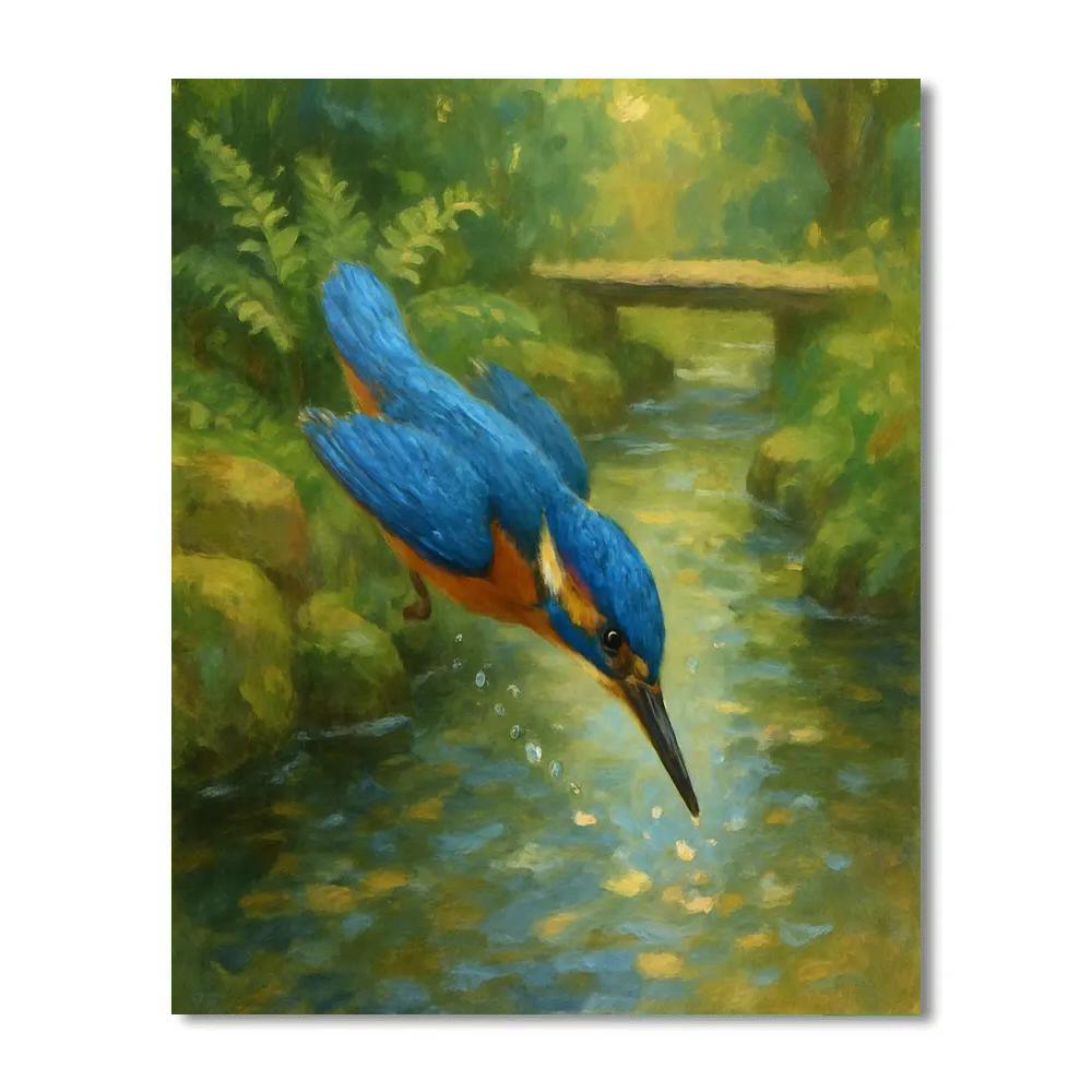 Kingfisher Splash In The Garden Stream Paint by numbers kits