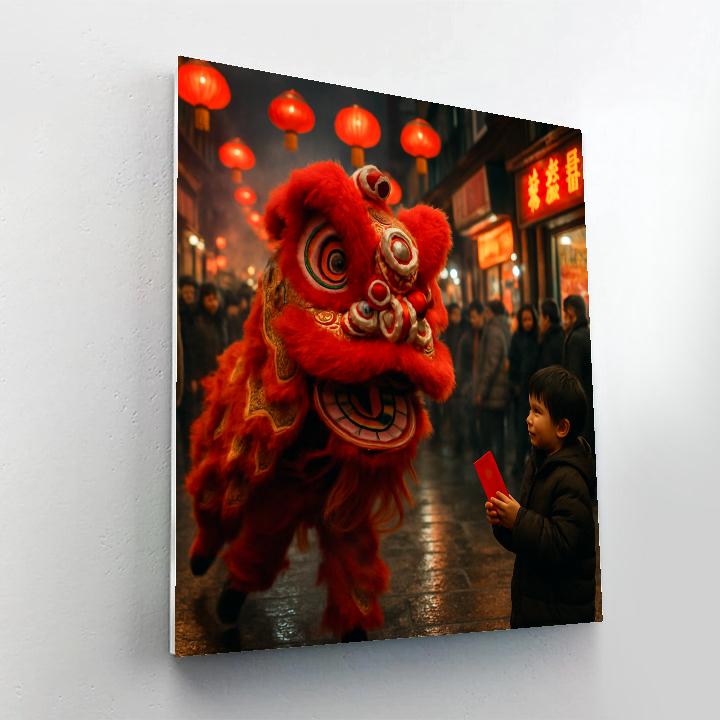 Chinese New Year Lion Dance Market Street paint by color