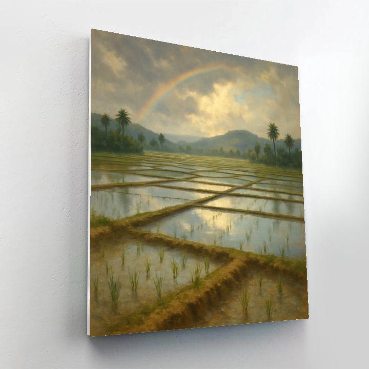 Golden Rice Fields Beneath The Monsoon Break Numbered painting kits