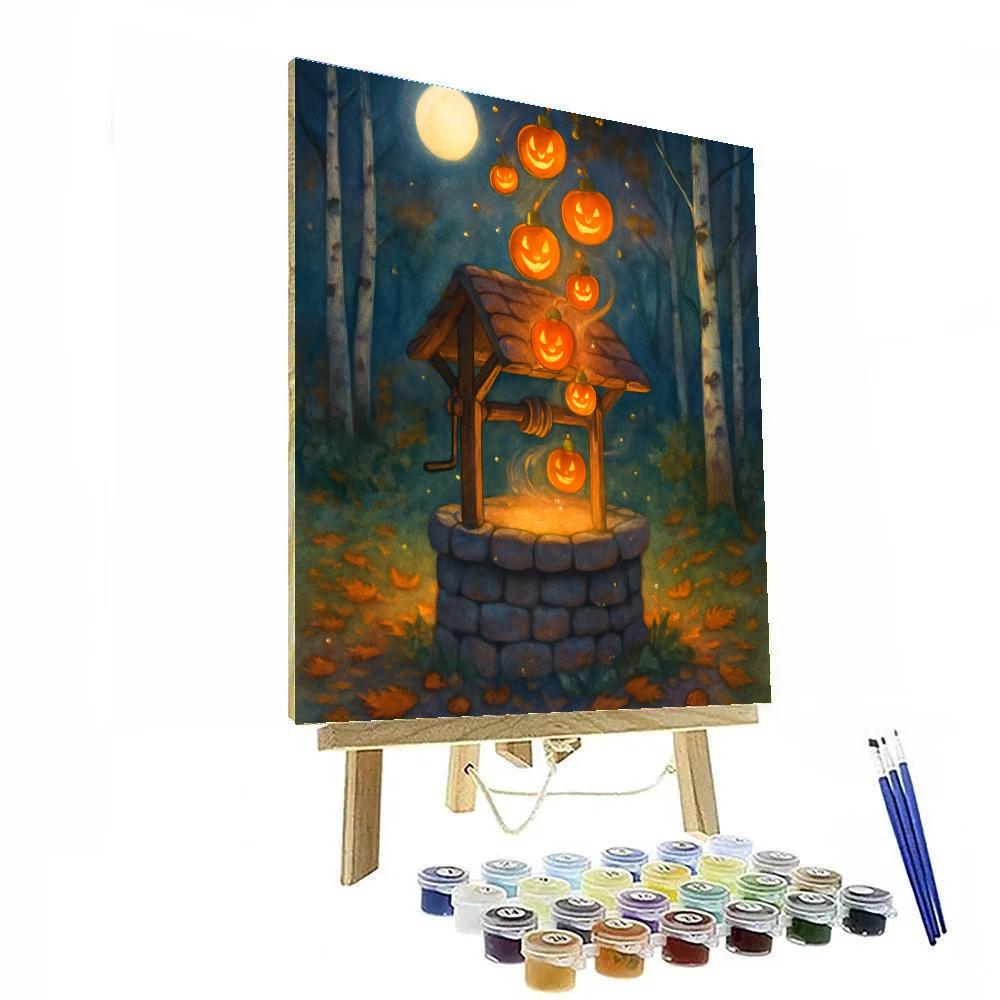 Enchanted Well Of Floating Jack O Lanterns Paint by numbers art