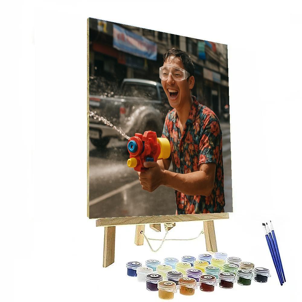 Songkran Water Splash Bangkok Midday DIY paint by numbers
