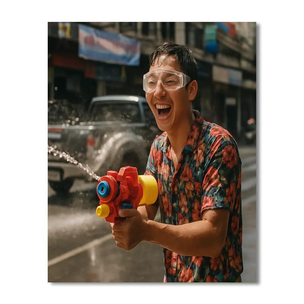 Songkran Water Splash Bangkok Midday DIY paint by numbers