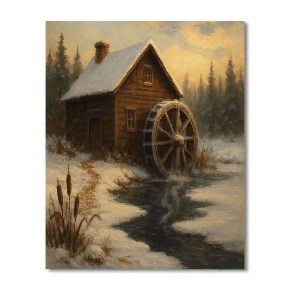 Steam Curling Above The Winter Millpond paint by number