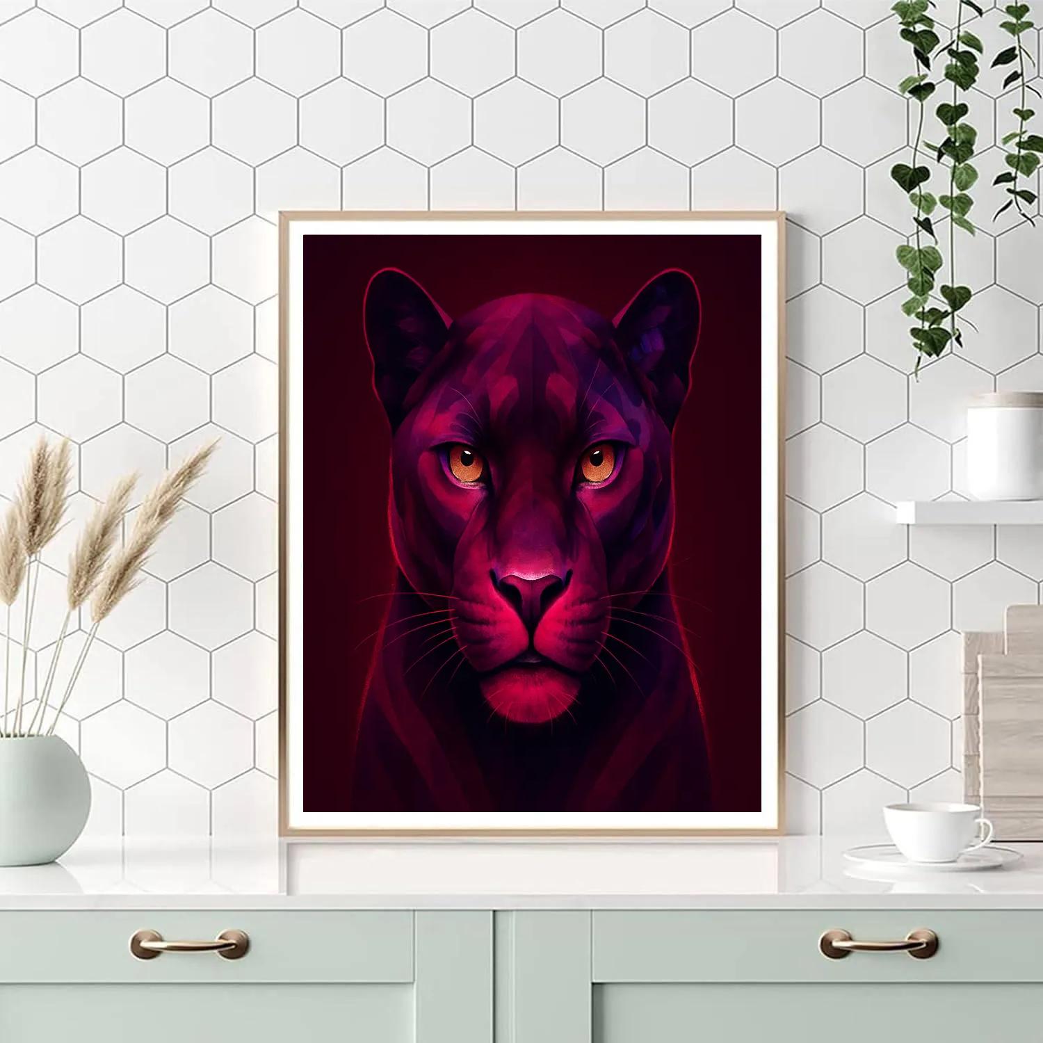 Rose Quartz Panther Poise Paint by numbers art