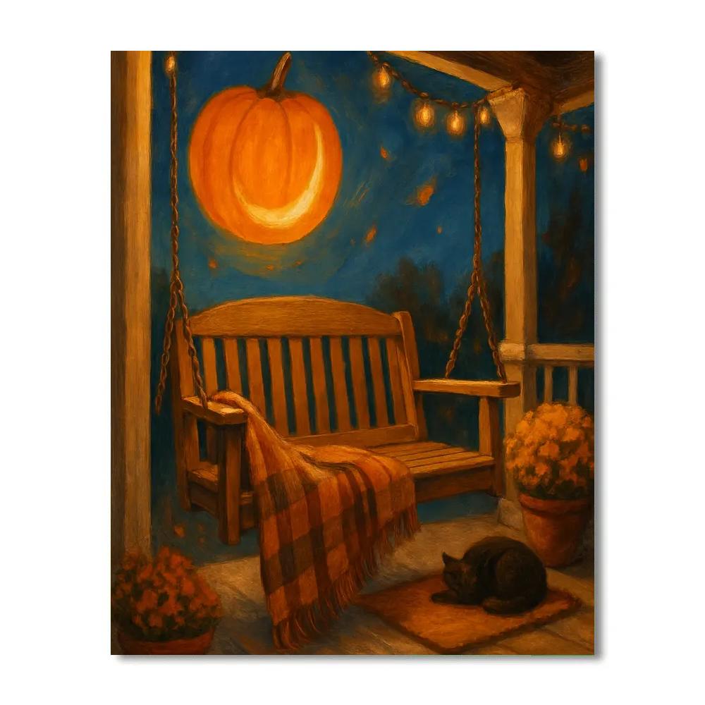 Porch Swing Under The Pumpkin Moon DIY paint by numbers