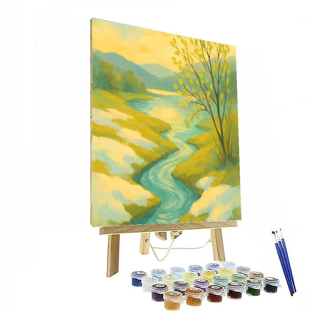 Spring Thaw Stream Feeding A Quiet Lake Number painting