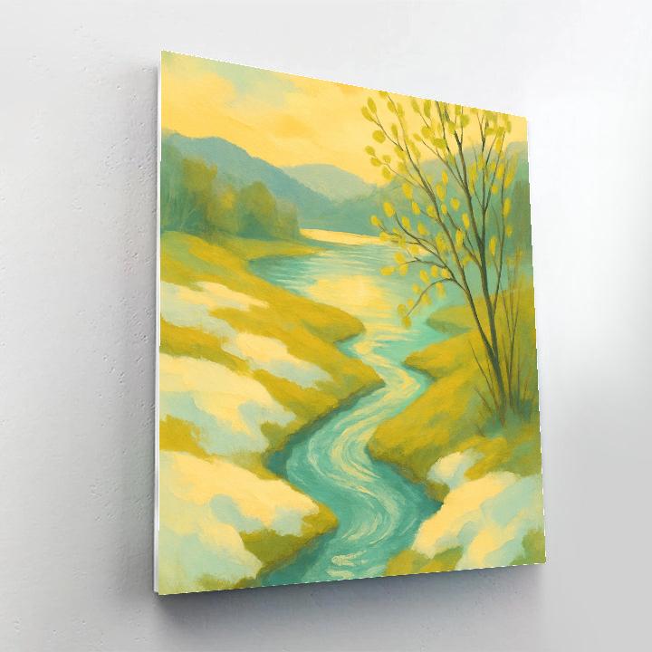 Spring Thaw Stream Feeding A Quiet Lake Number painting