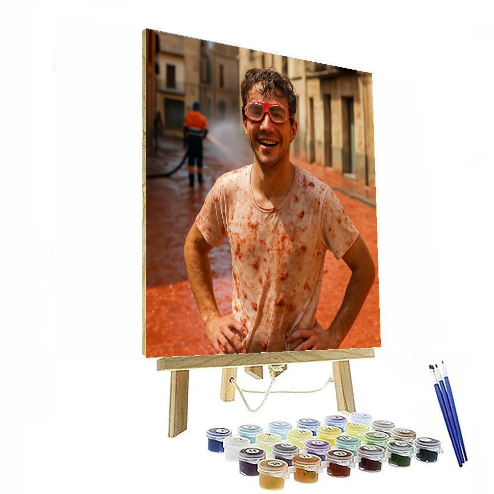 La Tomatina Aftermath Buñol Street Red Pulp painting number kit