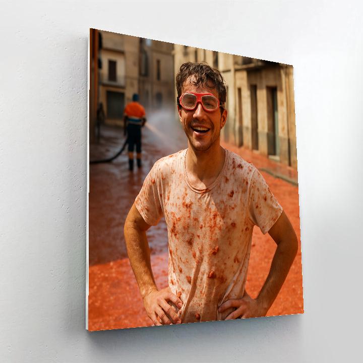 La Tomatina Aftermath Buñol Street Red Pulp painting number kit