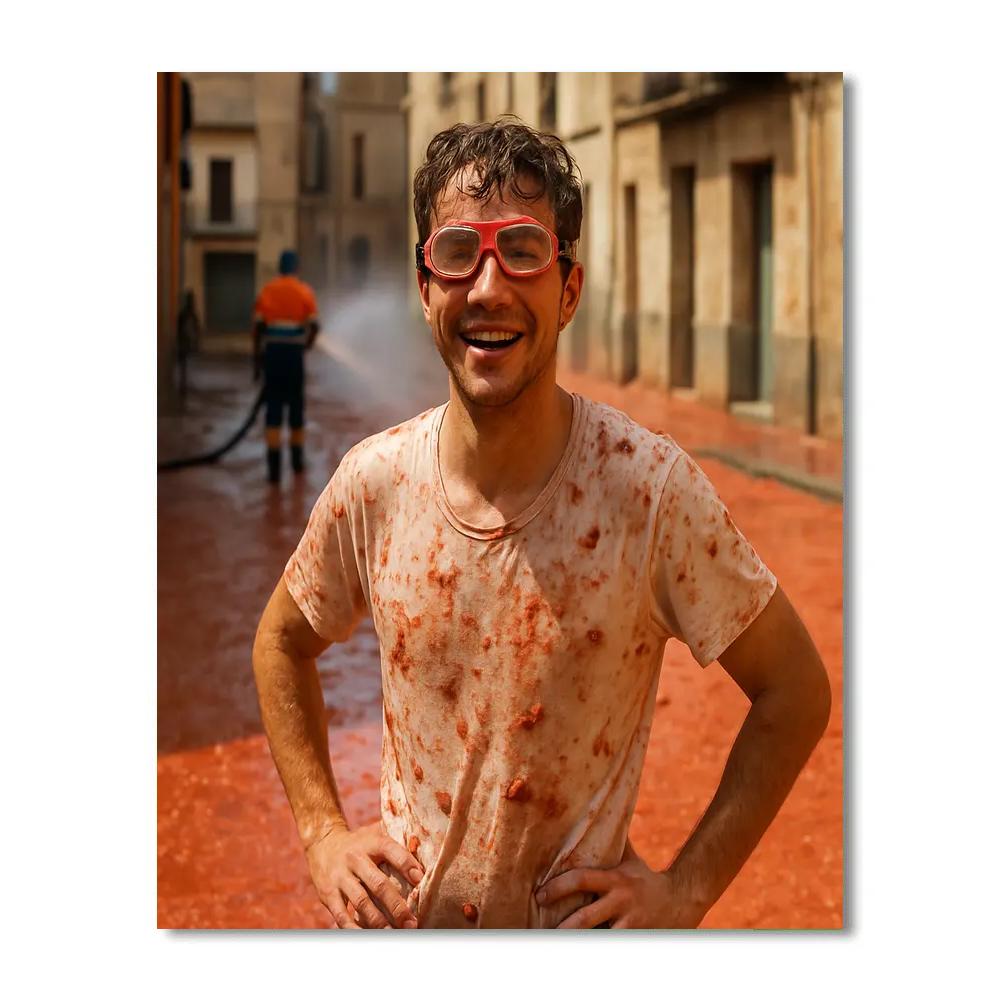 La Tomatina Aftermath Buñol Street Red Pulp painting number kit