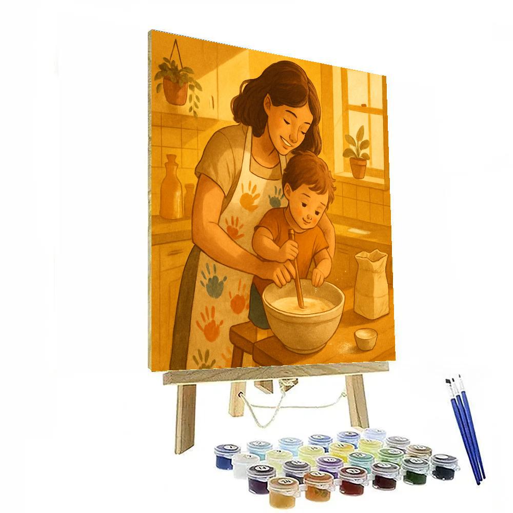 Handprint Apron Cooking Lesson paint by color