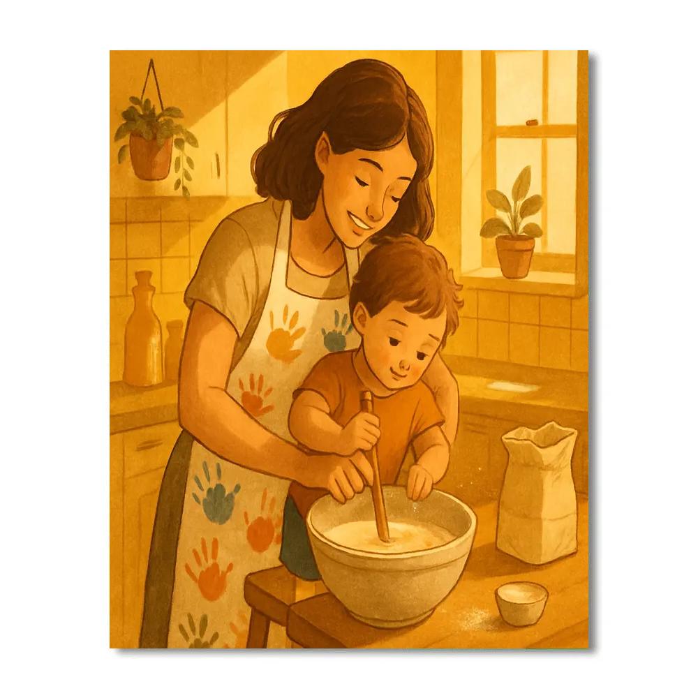 Handprint Apron Cooking Lesson paint by color